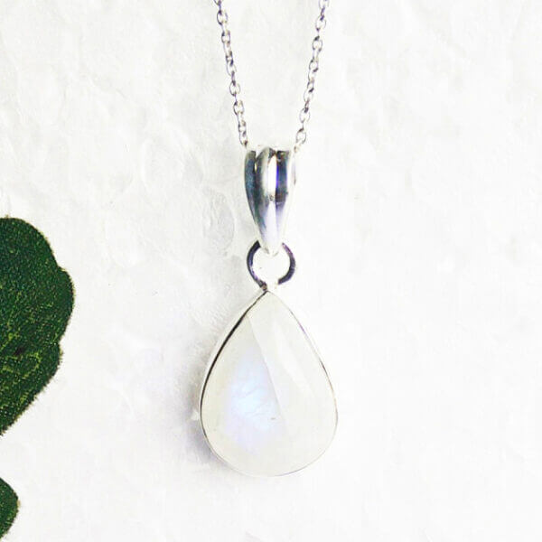 925 Sterling Silver Rainbow Moonstone Necklace Handmade Jewelry Gemstone Birthstone Pendant