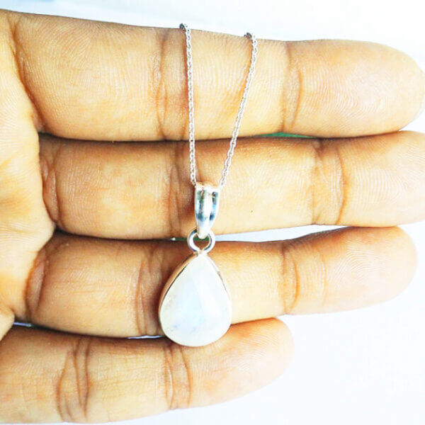 925 Sterling Silver Rainbow Moonstone Necklace Handmade Jewelry Gemstone Birthstone Pendant hand picture