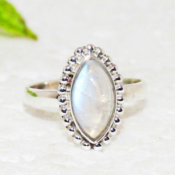 925 Sterling Silver Rainbow Moonstone Ring Handmade Jewelry Gemstone Birthstone Ring front picture