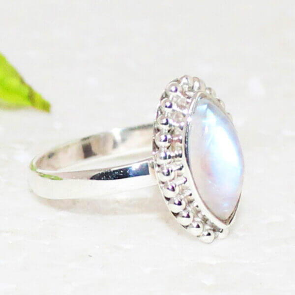 925 Sterling Silver Rainbow Moonstone Ring Handmade Jewelry Gemstone Birthstone Ring side picture