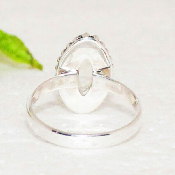 925 Sterling Silver Rainbow Moonstone Ring Handmade Jewelry Gemstone Birthstone Ring back picture