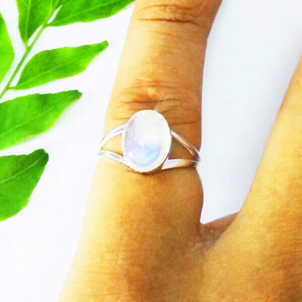 925 Sterling Silver Rainbow Moonstone Ring Handmade Jewelry Gemstone Birthstone Ring hand picture