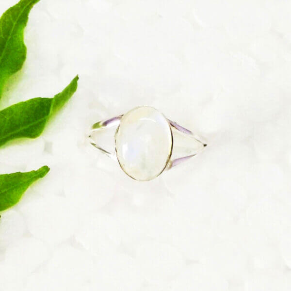 925 Sterling Silver Rainbow Moonstone Ring Handmade Jewelry Gemstone Birthstone Ring front picture