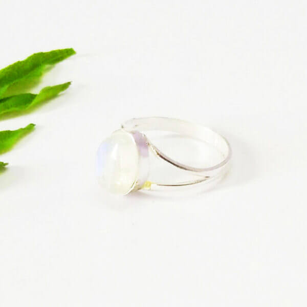 925 Sterling Silver Rainbow Moonstone Ring Handmade Jewelry Gemstone Birthstone Ring side picture