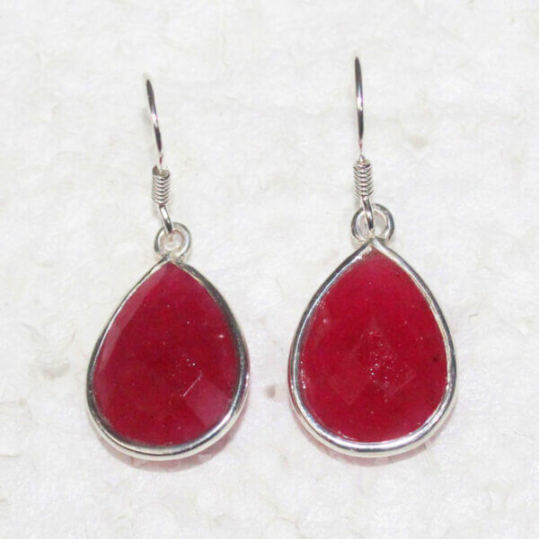 925 Sterling Silver Ruby Earrings Handmade Jewelry Gemstone Birthstone Earrings front picture