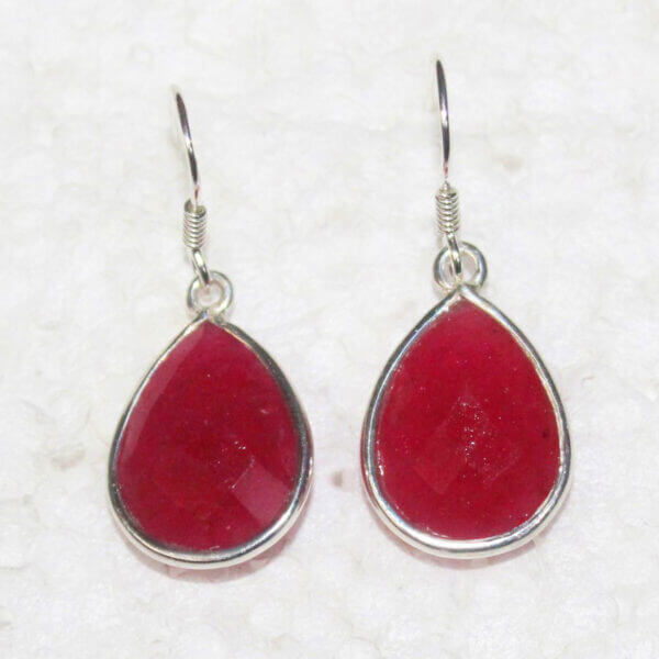 925 Sterling Silver Ruby Earrings Handmade Jewelry Gemstone Birthstone Earrings front picture