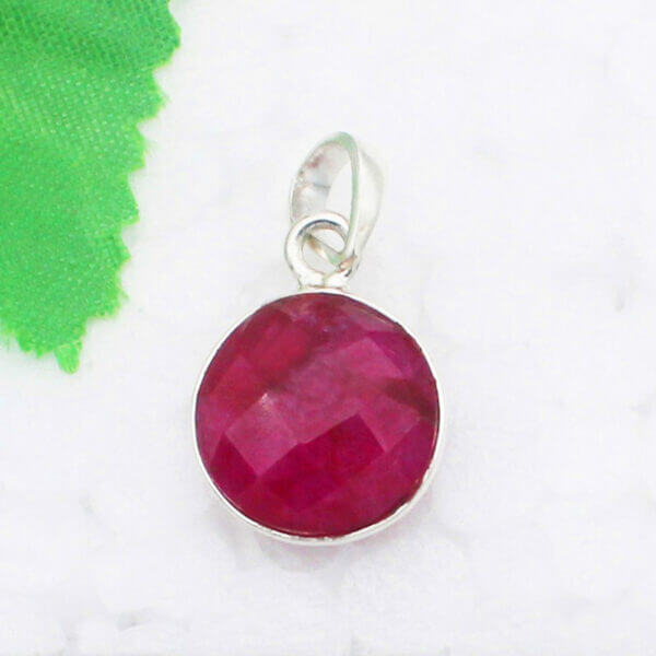 925 Sterling Silver Ruby Necklace Handmade Jewelry Gemstone Birthstone Pendant front picture