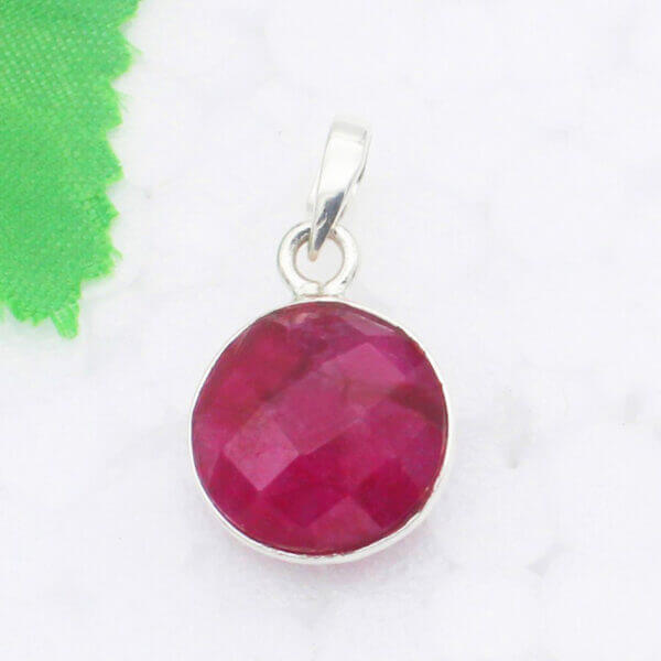 925 Sterling Silver Ruby Necklace Handmade Jewelry Gemstone Birthstone Pendant front picture