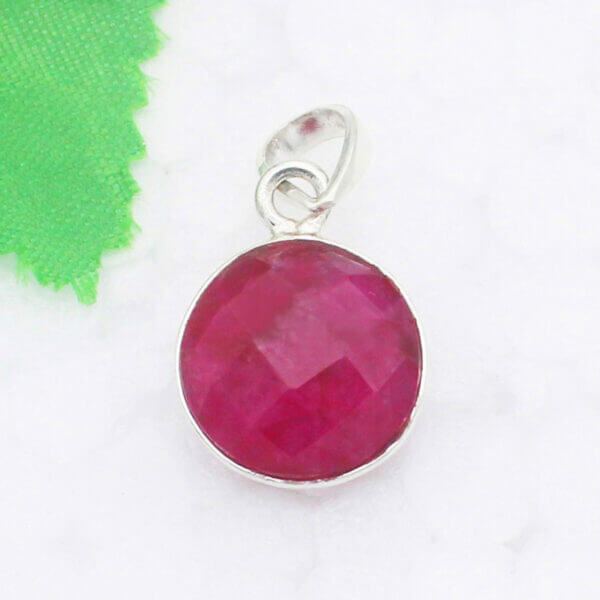 925 Sterling Silver Ruby Necklace Handmade Jewelry Gemstone Birthstone Pendant