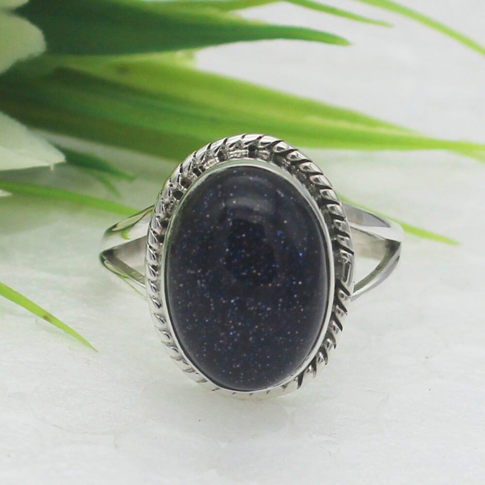 925 Sterling Silver Blue Sunstone Ring, Handmade Jewelry, Gemstone Birthstone Ring, Gift For Women