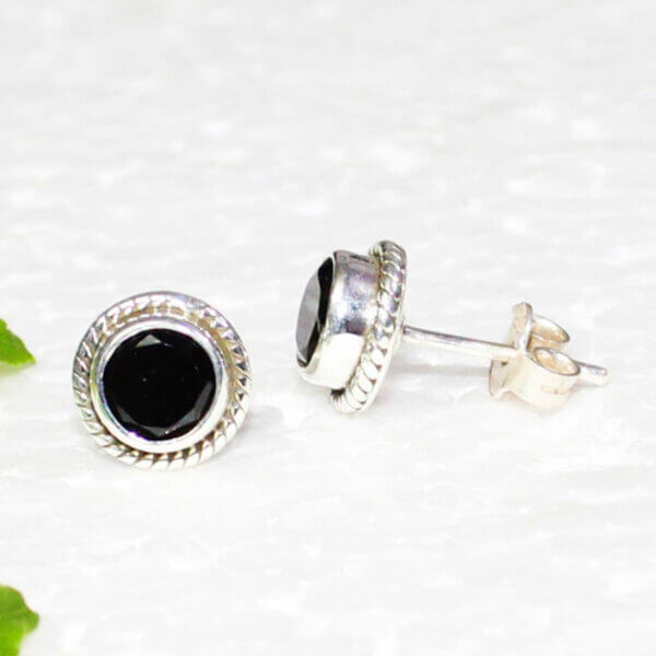 925 Sterling Silver Black Tourmaline Earrings Handmade Jewelry Gemstone Birthstone Earrings side picture