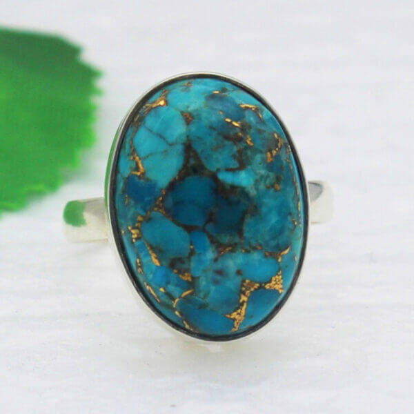 925 Sterling Silver Turquoise Ring Handmade Jewelry Gemstone Birthstone Ring front picture