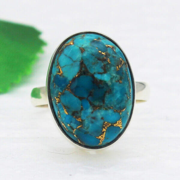 925 Sterling Silver Turquoise Ring Handmade Jewelry Gemstone Birthstone Ring front picture