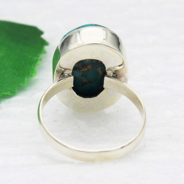 925 Sterling Silver Turquoise Ring Handmade Jewelry Gemstone Birthstone Ring back picture