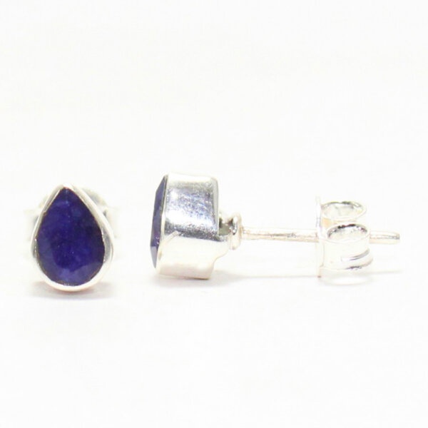 925 Sterling Silver Blue Sapphire Earrings Handmade Jewelry Gemstone Birthstone Earrings side picture