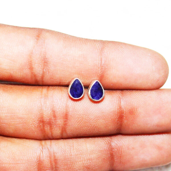 925 Sterling Silver Blue Sapphire Earrings Handmade Jewelry Gemstone Birthstone Earrings hand picture