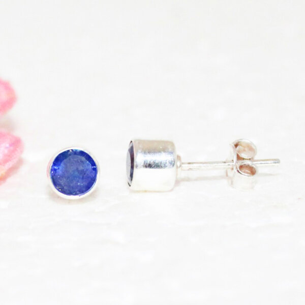 925 Sterling Silver Blue Sapphire Earrings Handmade Jewelry Gemstone Birthstone Earrings side picture