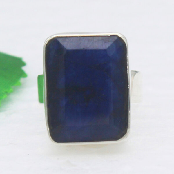 925 Sterling Silver Blue Sapphire Ring Handmade Jewelry Gemstone Birthstone Ring front picture