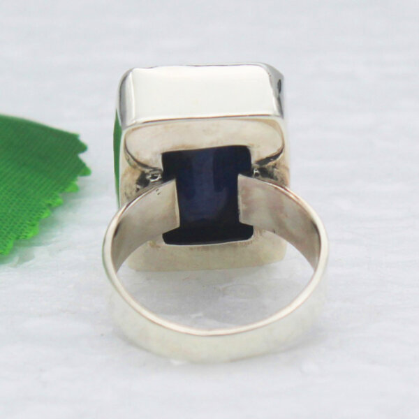 925 Sterling Silver Blue Sapphire Ring Handmade Jewelry Gemstone Birthstone Ring back picture