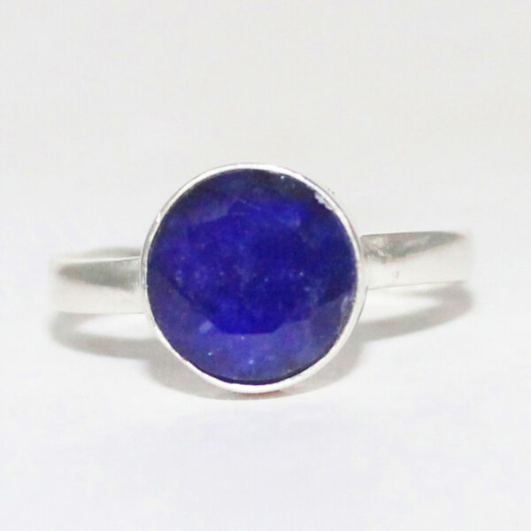 925 Sterling Silver Blue Sapphire Ring Handmade Jewelry Gemstone Birthstone Ring front picture