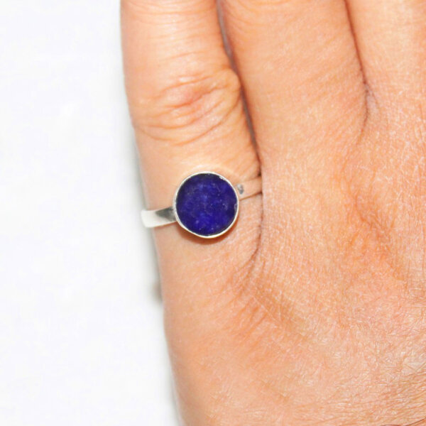 925 Sterling Silver Blue Sapphire Ring Handmade Jewelry Gemstone Birthstone Ring hand picture