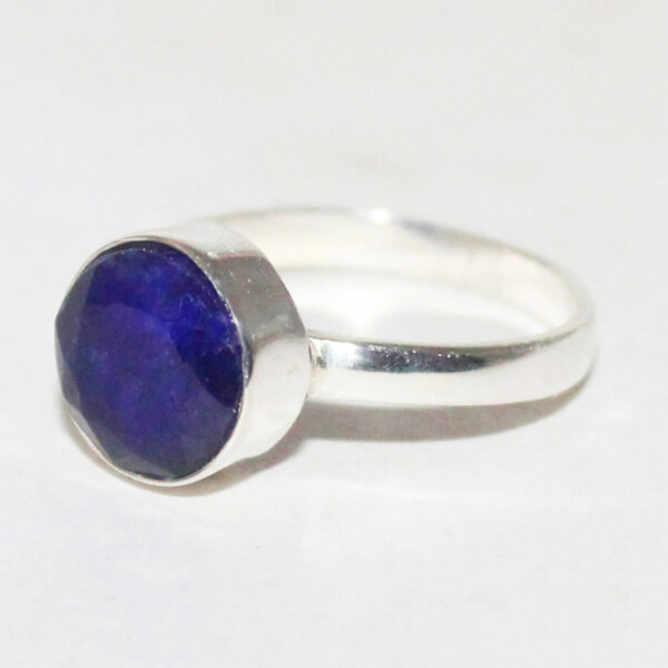 925 Sterling Silver Blue Sapphire Ring Handmade Jewelry Gemstone Birthstone Ring side picture