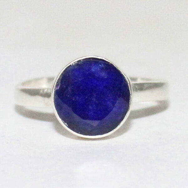 925 Sterling Silver Blue Sapphire Ring Handmade Jewelry Gemstone Birthstone Ring front picture