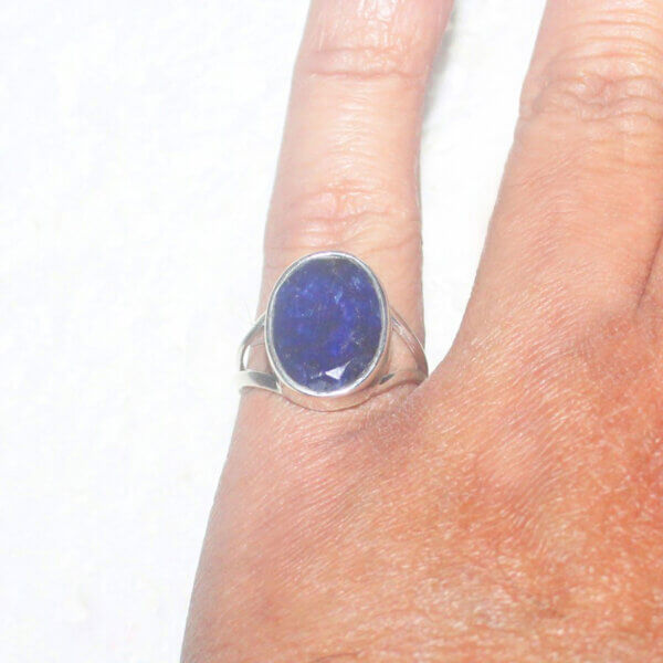 925 Sterling Silver Blue Sapphire Ring Handmade Jewelry Gemstone Birthstone Ring hand picture