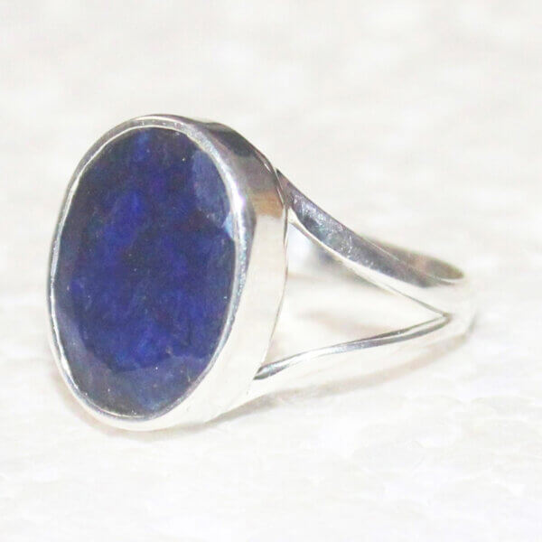 925 Sterling Silver Blue Sapphire Ring Handmade Jewelry Gemstone Birthstone Ring side picture