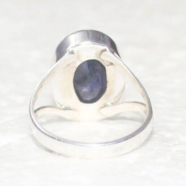 925 Sterling Silver Blue Sapphire Ring Handmade Jewelry Gemstone Birthstone Ring back picture