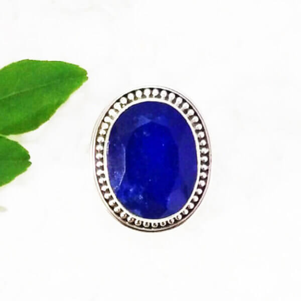 925 Sterling Silver Blue Sapphire Ring Handmade Jewelry Gemstone Birthstone Ring front picture