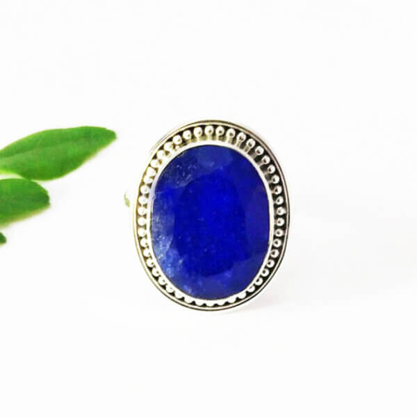 925 Sterling Silver Blue Sapphire Ring Handmade Jewelry Gemstone Birthstone Ring front picture