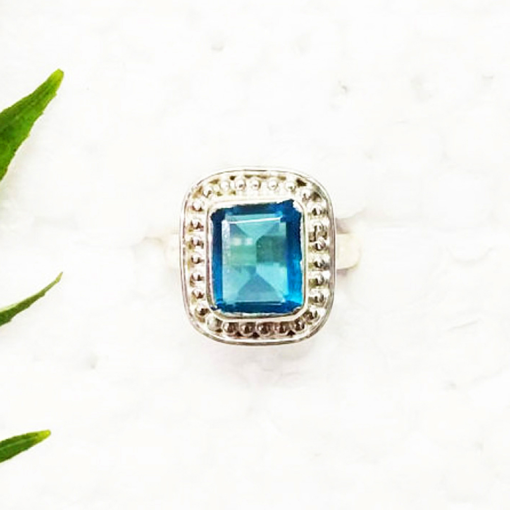 925 Sterling Silver Blue Topaz Ring, Handmade Jewelry, Gemstone Birthstone Ring, Gift For Her