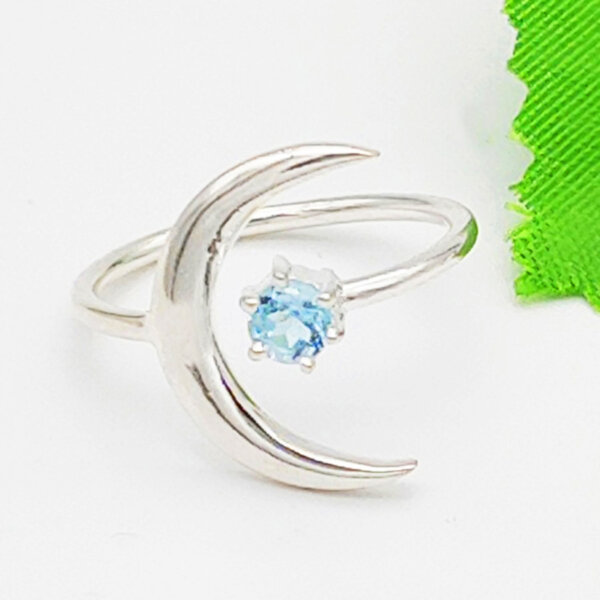 925 Sterling Silver Blue Topaz Ring Handmade Jewelry Gemstone Birthstone Ring front picture