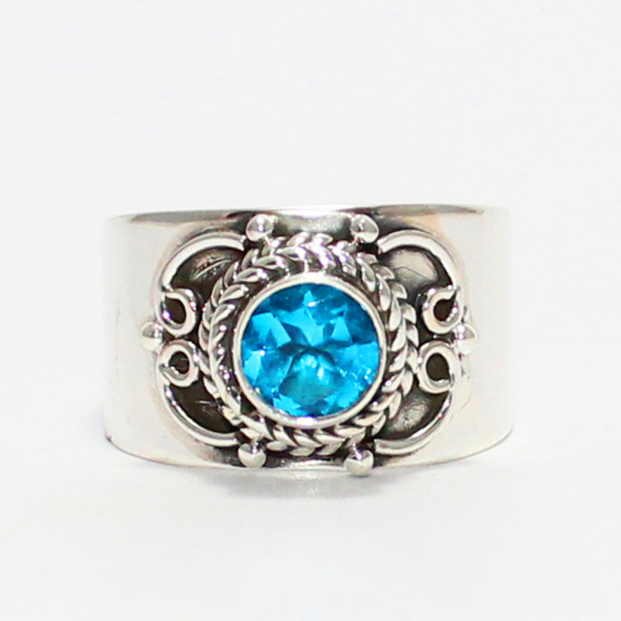 925 Sterling Silver Blue Topaz Ring, Handmade Jewelry, Gemstone Birthstone Ring, Gift For Her