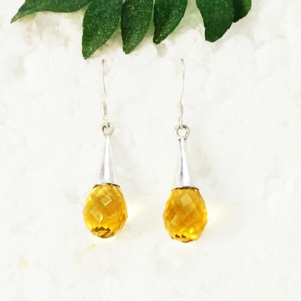 925 Sterling Silver Citrine Earrings Handmade Jewelry Gemstone Birthstone Earrings