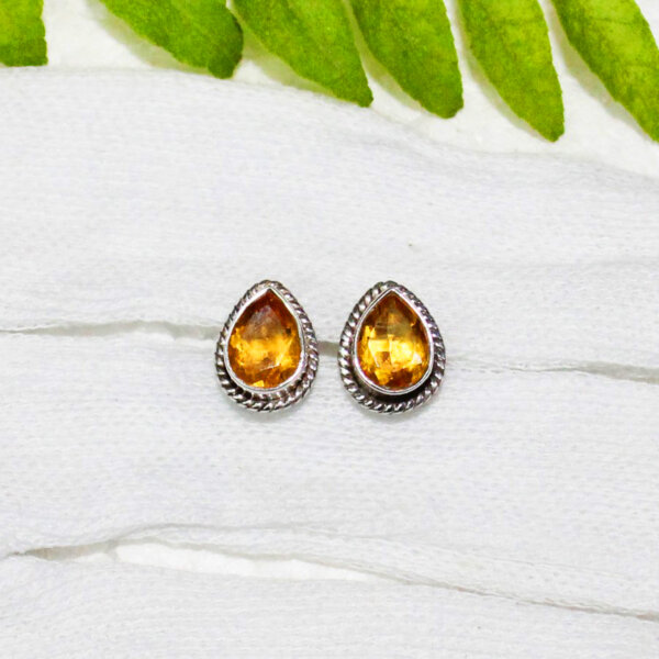 925 Sterling Silver Citrine Earrings Handmade Jewelry Gemstone Birthstone Earrings hand picture