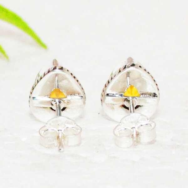 925 Sterling Silver Citrine Earrings Handmade Jewelry Gemstone Birthstone Earrings back picture