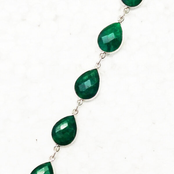 925 Sterling Silver Emerald Bracelet Handmade Jewelry Gemstone Birthstone Bracelet back picture