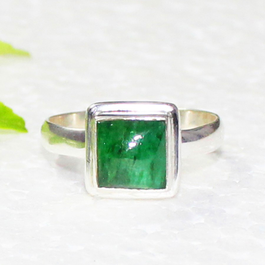 925 Sterling Silver Emerald Ring, Handmade Jewelry, Gemstone Birthstone Ring, Gift For Her