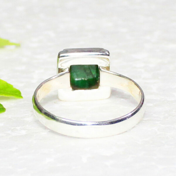 925 Sterling Silver Emerald Ring Handmade Jewelry Gemstone Birthstone Ring back picture