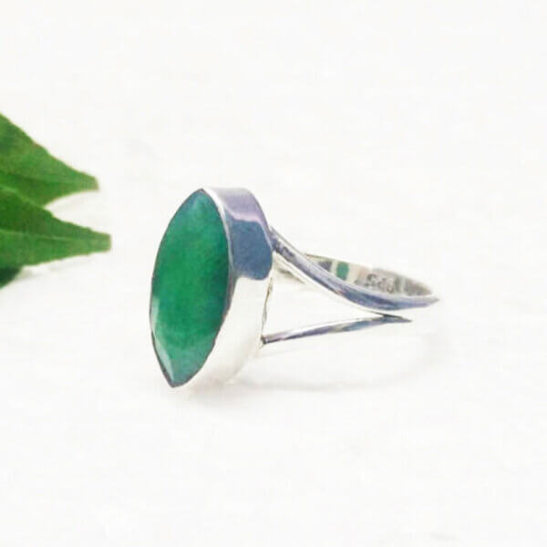 925 Sterling Silver Emerald Ring Handmade Jewelry Gemstone Birthstone Ring side picture