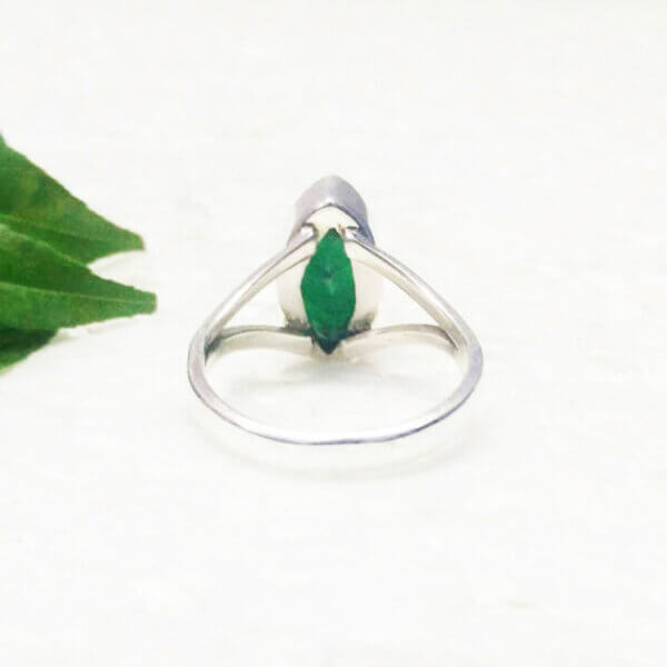 925 Sterling Silver Emerald Ring Handmade Jewelry Gemstone Birthstone Ring back picture