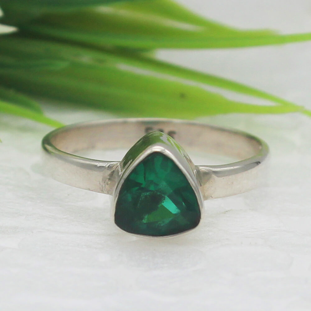 925 Sterling Silver Emerald Ring, Handmade Jewelry, Gemstone Birthstone Ring, Gift For Her