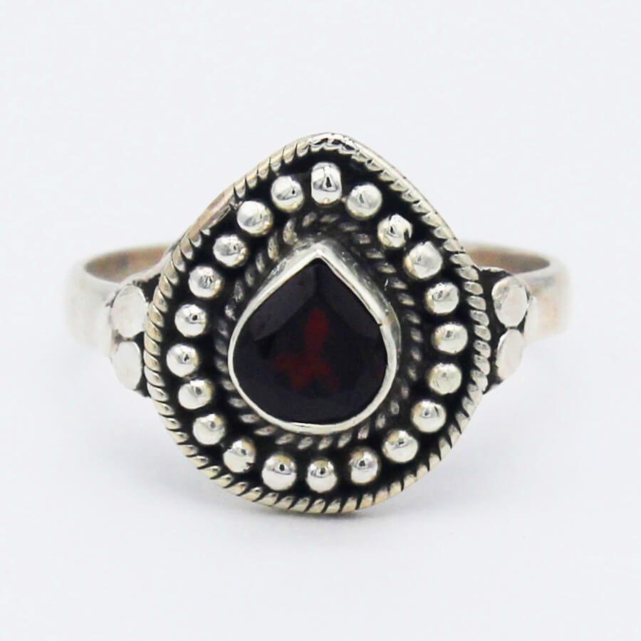 925 Sterling Silver Garnet Ring, Handmade Jewelry, Gemstone Birthstone Ring, Gift For Her