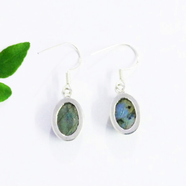 925 Sterling Silver Labradorite Earrings Handmade Jewelry Gemstone Birthstone Earrings back picture