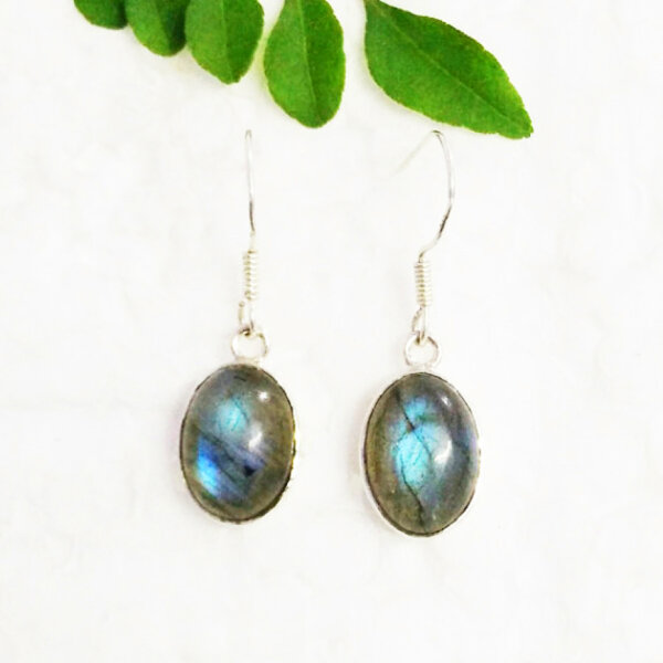 925 Sterling Silver Labradorite Earrings Handmade Jewelry Gemstone Birthstone Earrings front picture