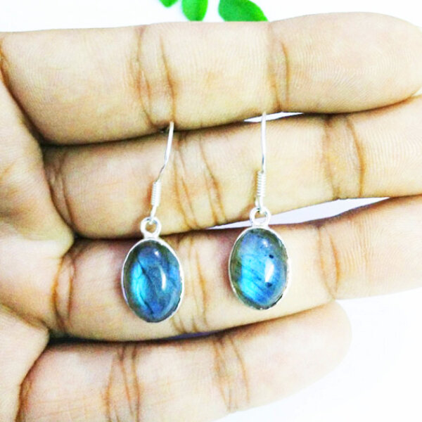 925 Sterling Silver Labradorite Earrings Handmade Jewelry Gemstone Birthstone Earrings hand picture