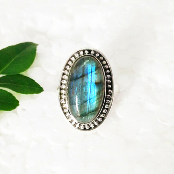 925 Sterling Silver Labradorite Ring Handmade Jewelry Gemstone Birthstone Ring front picture