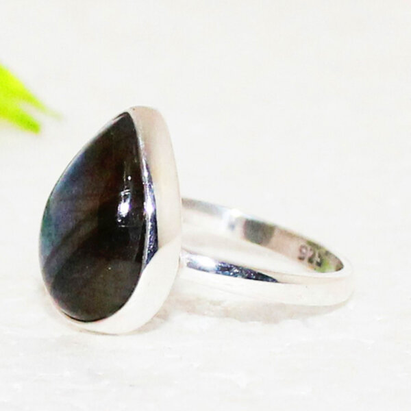 925 Sterling Silver Labradorite Ring Handmade Jewelry Gemstone Birthstone Ring side picture